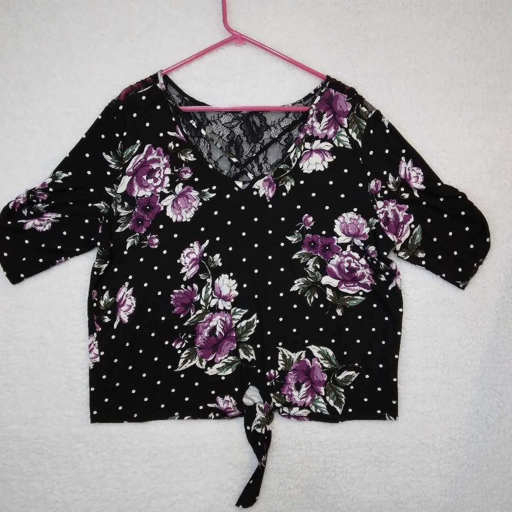No Boundaries Floral Print Lace Blouse, size 3XL